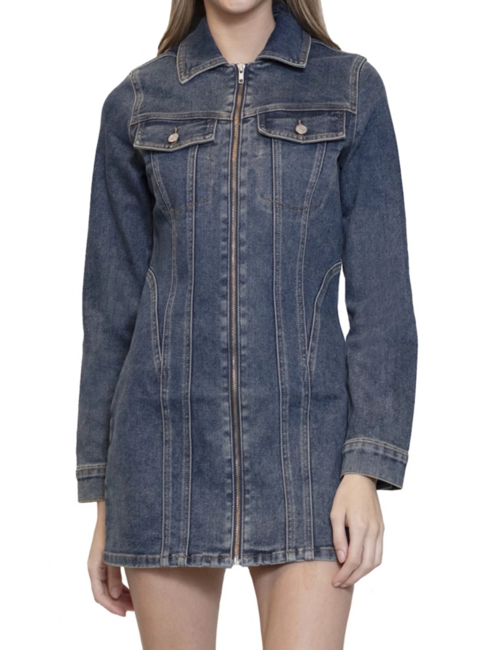 Madden Girl Denim Long Sleeve Dress